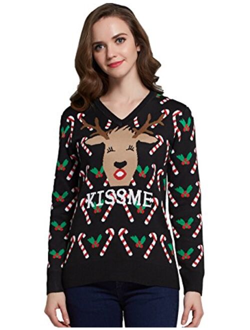 Camii Mia Women's Crew Neck Pullover Ugly Christmas Sweater