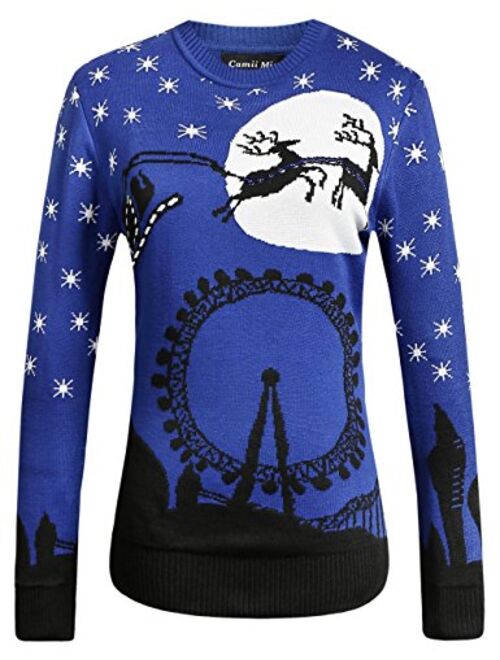 Camii Mia Women's Crew Neck Pullover Ugly Christmas Sweater