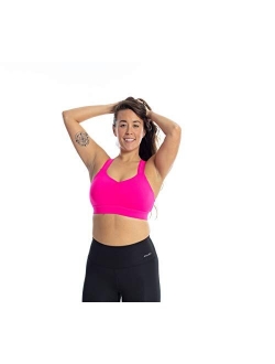 Handful Women's Y-Back Maximum Support Racerback Sports Bra with Removable Pads, Wire Free Yoga Bras