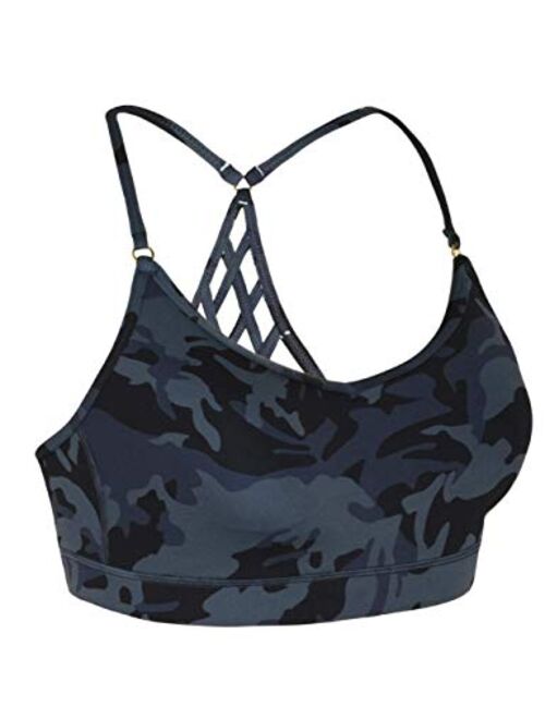 coastal rose Women's Yoga Bra Top Strappy Back Push Up Crop Sports Bra Activewear