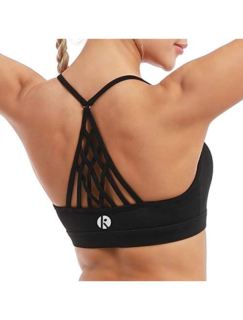 coastal rose Women's Yoga Bra Top Strappy Back Push Up Crop Sports Bra Activewear