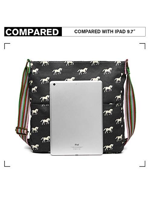 Miss Lulu Crossbody Bags for Women Horse Purse Handbag Canvas Messenger Bag for Women Schoolbag for Girls