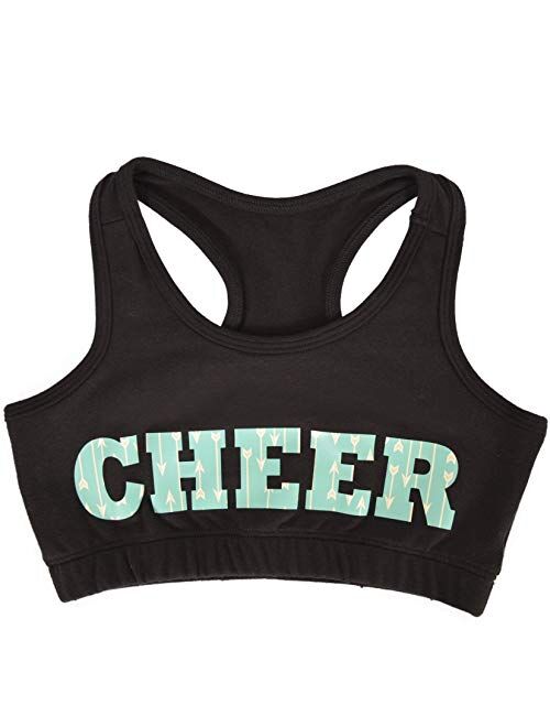 Stretch is Comfort Girl's Cheer Dance Glitter Rhinestone Racerback Sports Bras