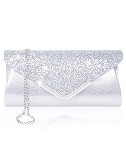 Women Evening Envelope Handbag Prom Sequin Clutch Purse Shoulder Cross Body Bag