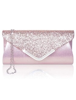 Women Evening Envelope Handbag Prom Sequin Clutch Purse Shoulder Cross Body Bag