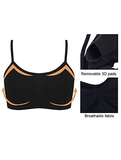 Litthing Camisole Bra Seamless Adjustable Spaghetti Straps Comfortable Daily Bra with Removable Pads