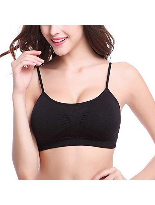 Litthing Camisole Bra Seamless Adjustable Spaghetti Straps Comfortable Daily Bra with Removable Pads