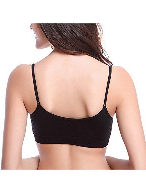 Litthing Camisole Bra Seamless Adjustable Spaghetti Straps Comfortable Daily Bra with Removable Pads