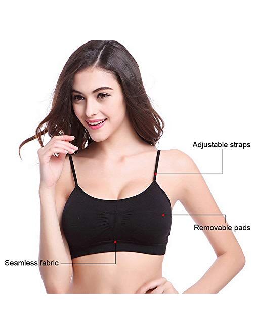 Litthing Camisole Bra Seamless Adjustable Spaghetti Straps Comfortable Daily Bra with Removable Pads