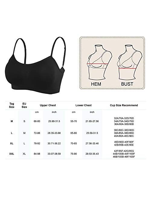 Litthing Camisole Bra Seamless Adjustable Spaghetti Straps Comfortable Daily Bra with Removable Pads