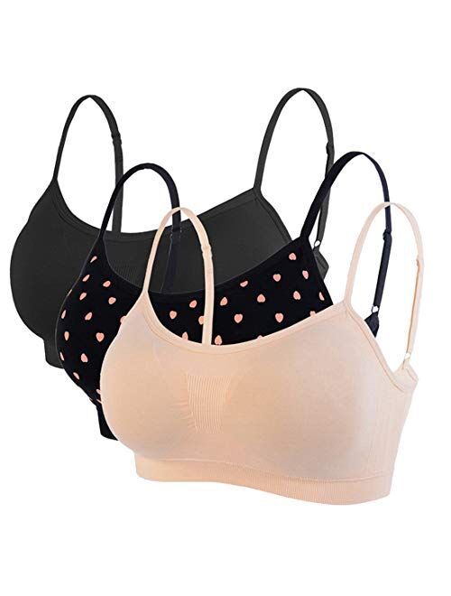 Litthing Camisole Bra Seamless Adjustable Spaghetti Straps Comfortable Daily Bra with Removable Pads