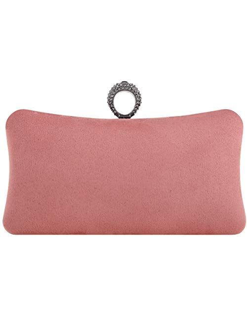 Fawziya Evening Purses And Clutches Crystal Velvet Knuckle Clutch