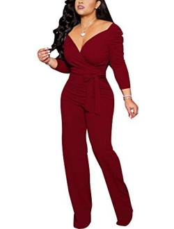 Women Sexy Off Shoulder Strapless Floral Wide Leg Jumpsuit Romper Flare Palazzo Long Pants Set