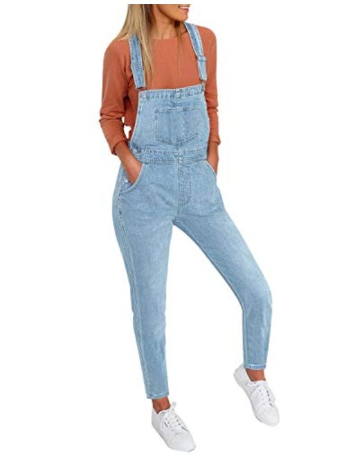 LookbookStore Women's Ripped Denim Bib Overall Shorts Raw Hem Shortall Jeans