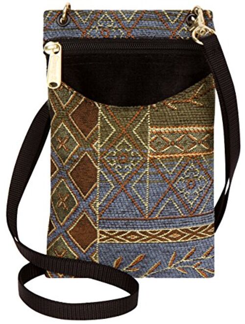 Danny K Women's Tapestry Crossbody Cell Phone or Passport Purse, Handmade in USA, Neptune/Blue, Small