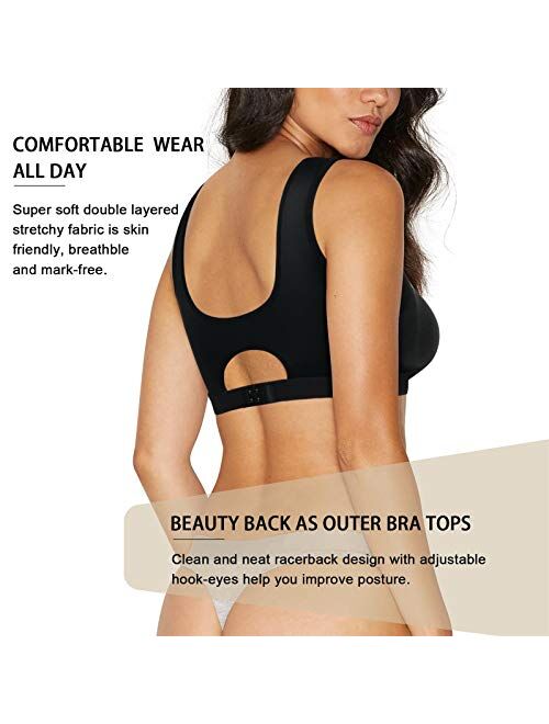 BRABIC Women Sports Post Surgery Support Mastectomy Bra Padded Wireless Full Figure Beauty Back Wide Straps