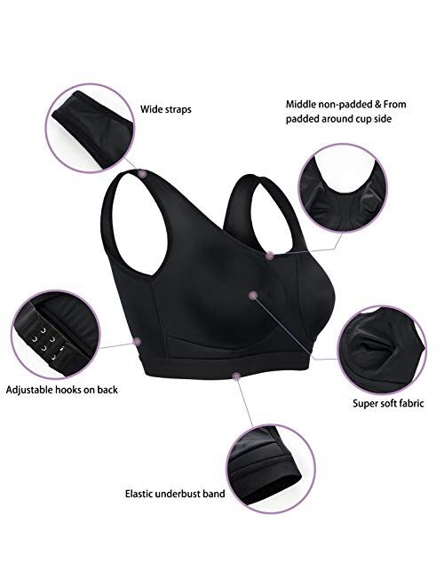 BRABIC Women Sports Post Surgery Support Mastectomy Bra Padded Wireless Full Figure Beauty Back Wide Straps