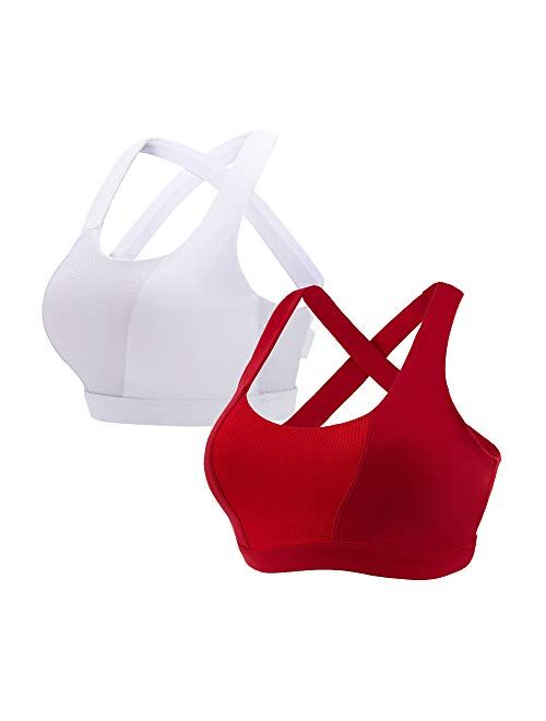 Women Sports Bra, Max Supportive Mesh Tops Activewear Fitness Workout Running Yoga Bras