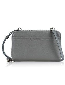 Befen Womens Leather Anti Theft RFID Zip Around Large Smartphone Crossbody Clutch Wallet