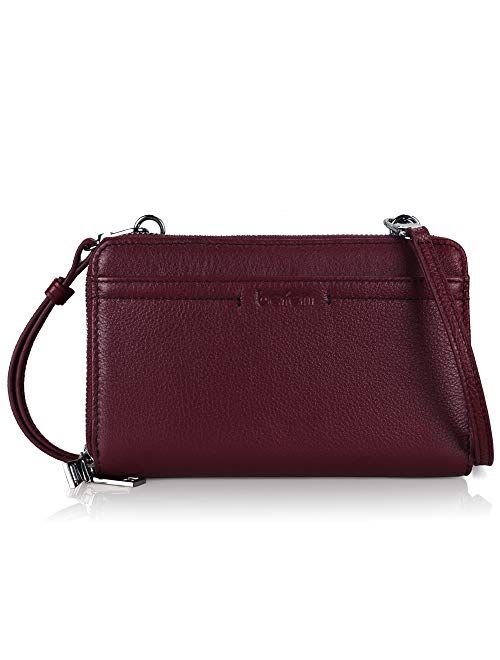 Befen Womens Leather Anti Theft RFID Zip Around Large Smartphone Crossbody Clutch Wallet