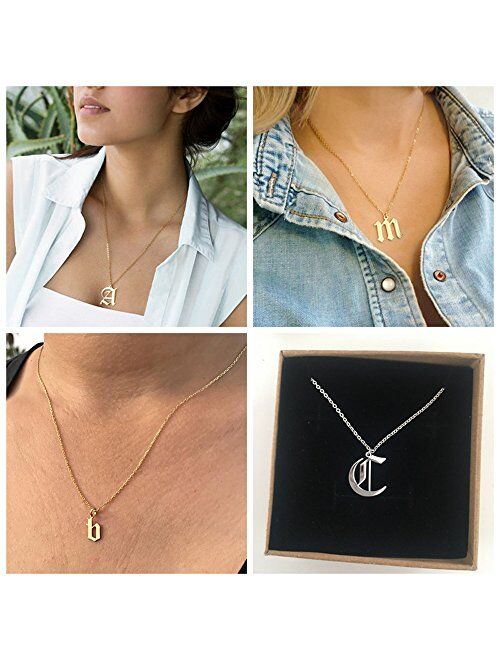 Under Armour AOCHEE Personalized Old English Initial Necklace Custom Monogram Layered Name Choker