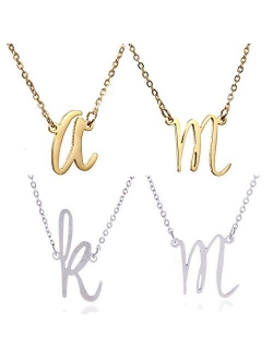 AOLO Initial Necklace 26 Letters from A-Z Stainless Steel Silver and Gold Color