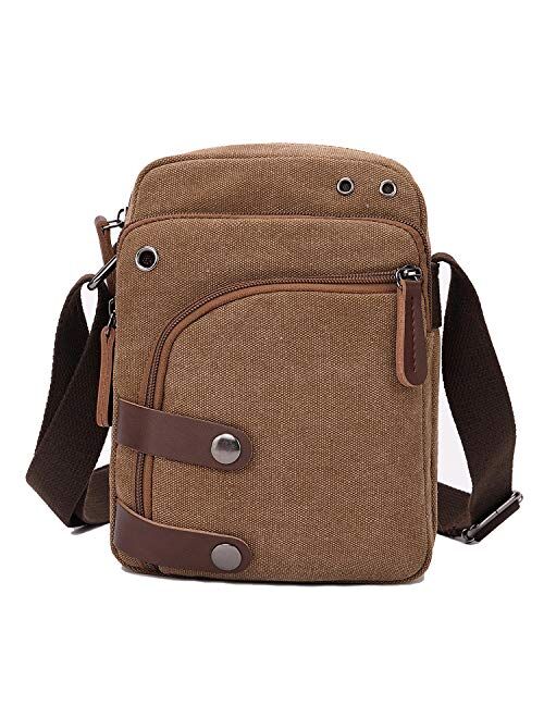 Small Canvas Messenger bag Cell Phone Purse Wallet Travel Crossbody Handbags for Men Women