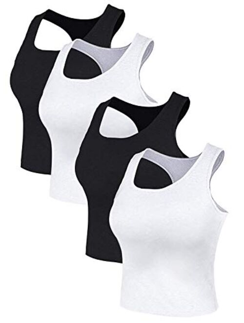 Suyye Women 4 Pieces Yoga Tank Crop Tops Raceback Sports Workout Cotton Top