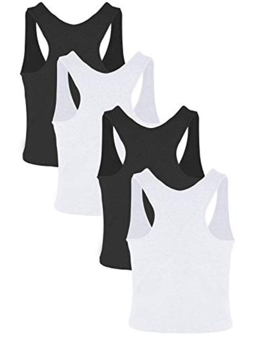 Suyye Women 4 Pieces Yoga Tank Crop Tops Raceback Sports Workout Cotton Top