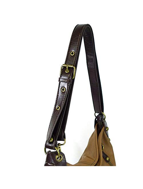 CHALA Handbag Charming Cross-body or Shoulder Convertible Large Hobo Bag - Brown