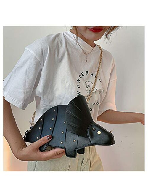 MILATA Dinosaur Shape Crossbody Shoulder Bag Women Pu Leather Rivet Chic Clutch Purse for Girls