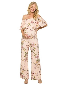 My Bump Materity Ruffle Off Shoulder Jumpsuit