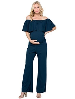 My Bump Materity Ruffle Off Shoulder Jumpsuit