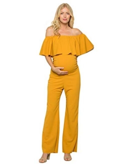 My Bump Materity Ruffle Off Shoulder Jumpsuit