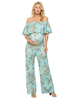 My Bump Materity Ruffle Off Shoulder Jumpsuit