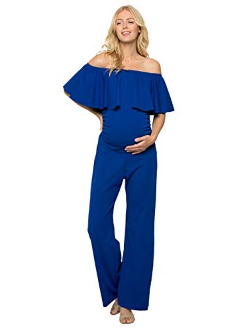 My Bump Materity Ruffle Off Shoulder Jumpsuit