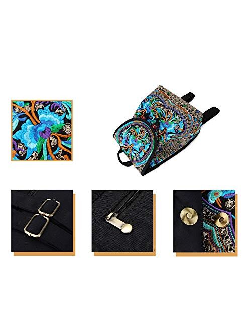 Handmade Embroidered Backpack for Women, Mazexy Boho Shoulder Bag Vintage Ethnic Flower Cross-body Bag