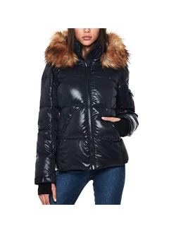 S13 Women's Kelly Hip Length Down Puffer with Faux Fur Hood