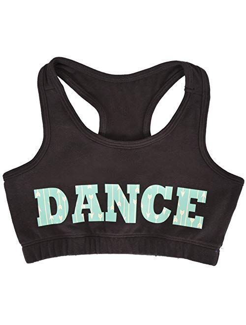 Stretch is Comfort Girl's Racerback Sports Bra Dance in Mint Medium