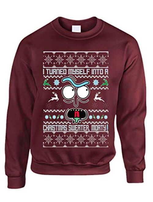 ALLNTRENDS Adult Sweatshirt I Turned Myself Into A Christmas Sweater Funny Xmas