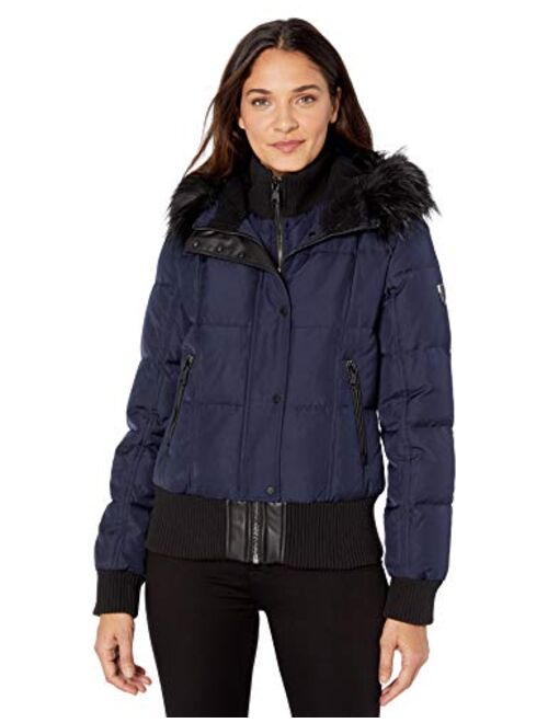 Vince Camuto Women's Warm Winter Jacket with Faux Trimmed Hood