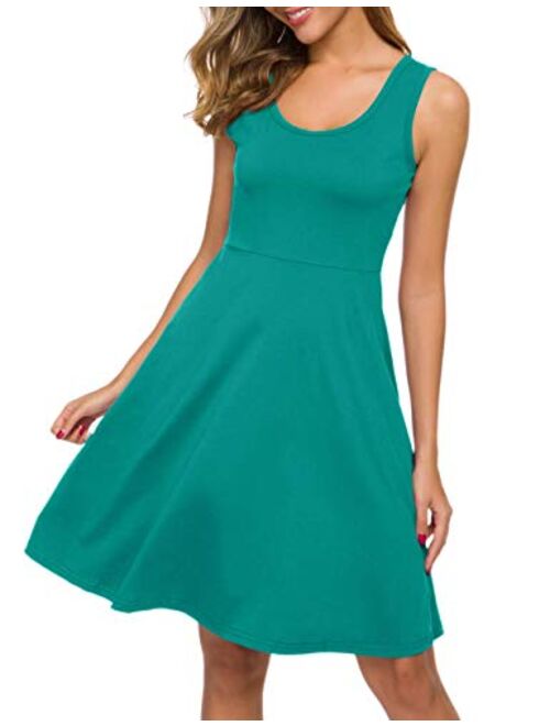 VOBCTY Womens Casual Cotton V Criss Cross Back Sleeveless Dress