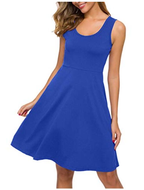 VOBCTY Womens Casual Cotton V Criss Cross Back Sleeveless Dress