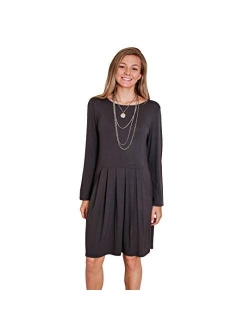 Happy Trunks T-Shirt Dresses for Women with Pockets Long Sleeve Pleated Loose Swing Casual Knee Length Comfy Tunic