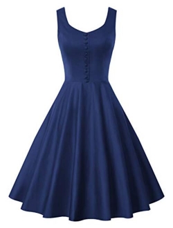 Homecoming 1950s Retro Vintage Sleeveless V-Neck Flared A-Line Dress BP416