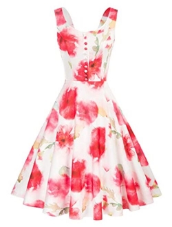 Homecoming 1950s Retro Vintage Sleeveless V-Neck Flared A-Line Dress BP416