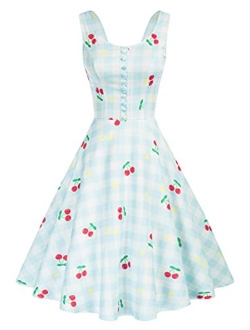 Homecoming 1950s Retro Vintage Sleeveless V-Neck Flared A-Line Dress BP416