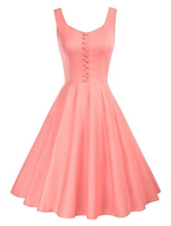 Homecoming 1950s Retro Vintage Sleeveless V-Neck Flared A-Line Dress BP416