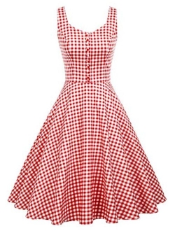 Homecoming 1950s Retro Vintage Sleeveless V-Neck Flared A-Line Dress BP416