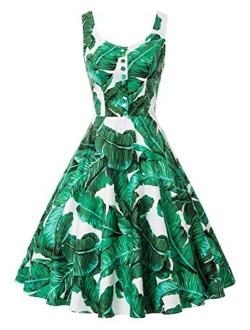 Homecoming 1950s Retro Vintage Sleeveless V-Neck Flared A-Line Dress BP416